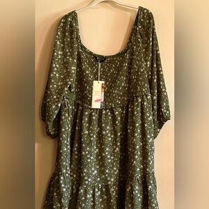 Floral Green Mini Dress